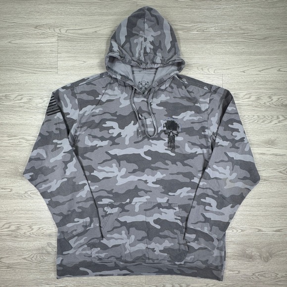 Howitzer Other - Howitzer Men's Hoodie Grey Camo 2XL Skull Flag Graphic Patriot Mfg Pullover
